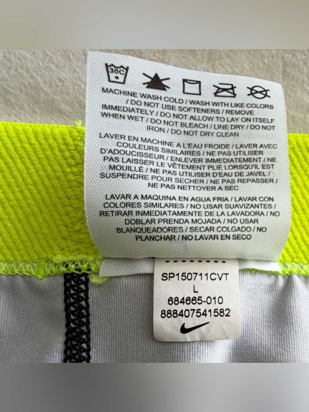 NIKE Pro Neon Yellow, Black & White Bolt Print Dri-Fit Leggings NWOTs - Picture 9 of 12